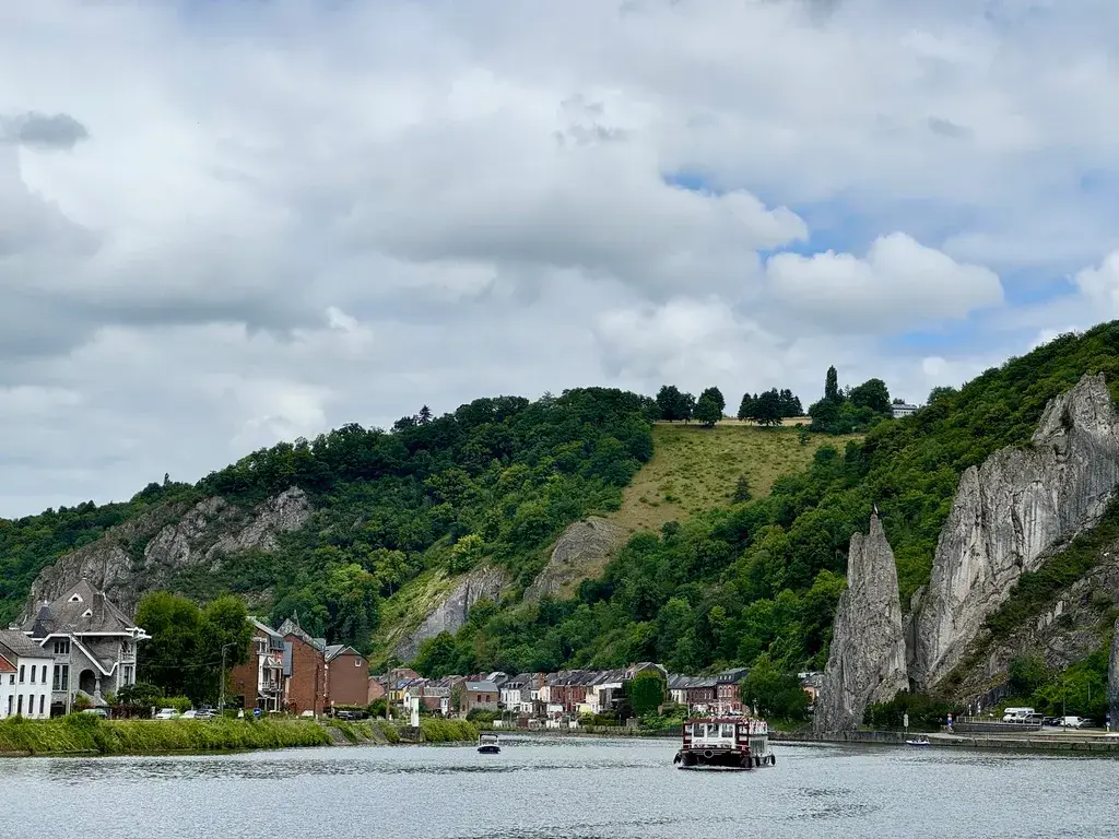 The river Meuse from Anseremme, with the Rocher Bayard crag to the right